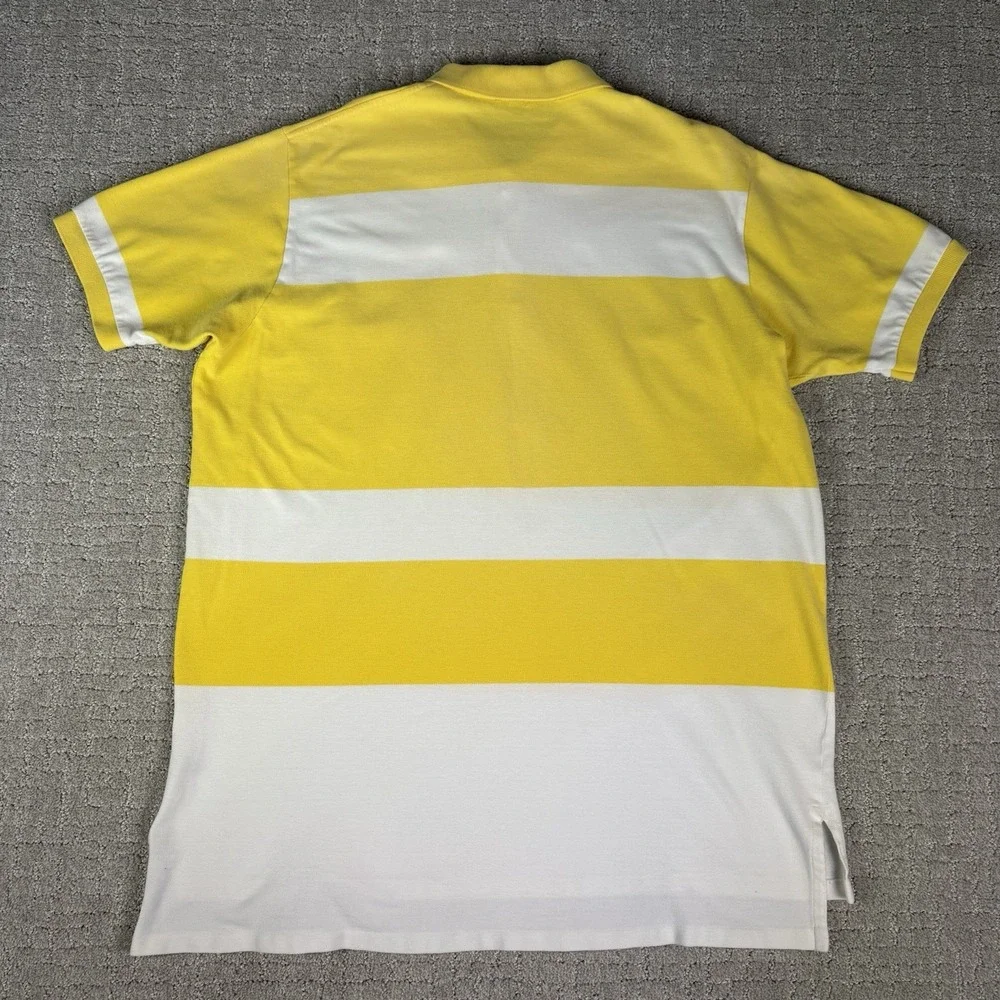 Vintage 90s Ralph Lauren Polo Yellow stripped The Big Shirt size large 100% Cott